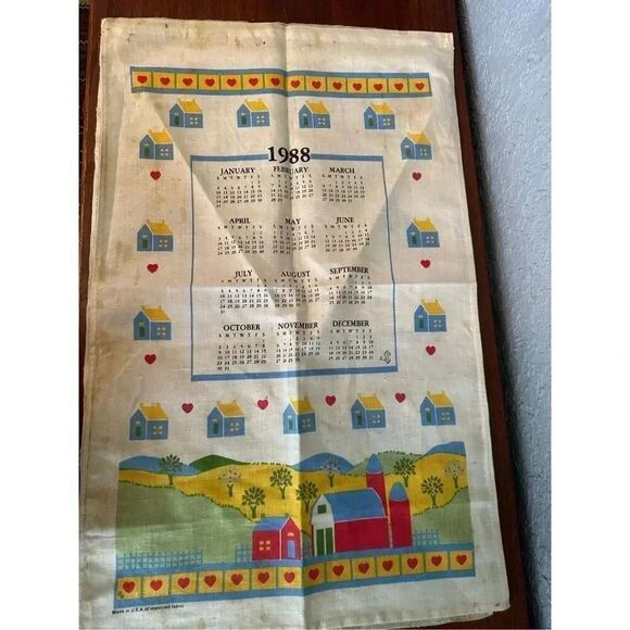 Vintage Date Calendar Towels 85,87,88 Set of 3 - Picture 1 of 3